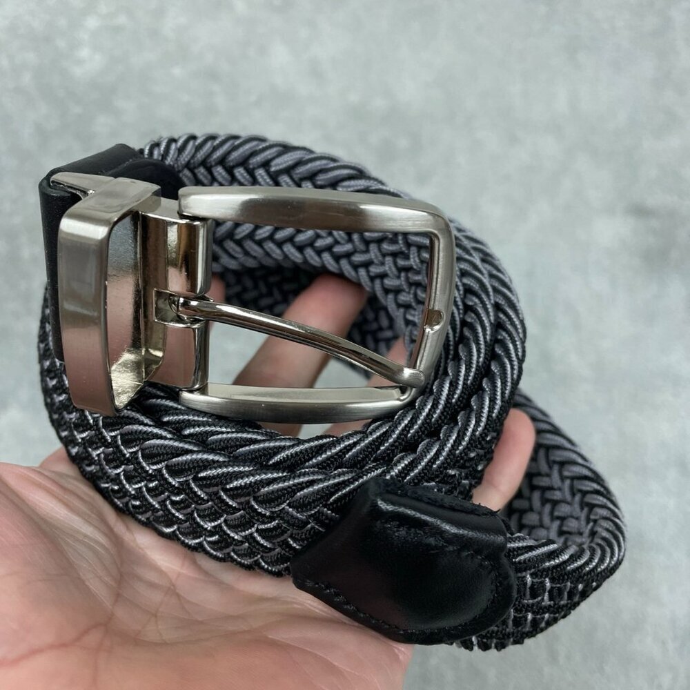 Tommy Bahama Mens Reversible Woven Belt L/XL Comfort Stretch Black/Gray a1263